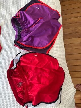 Nike dri-fit Women's Purple and Red Running Shorts Duo